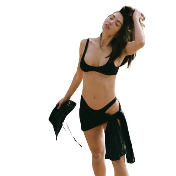 NWT Yolanda Swim Black‎ Carbon Linen Sarong - Picture 8 of 8